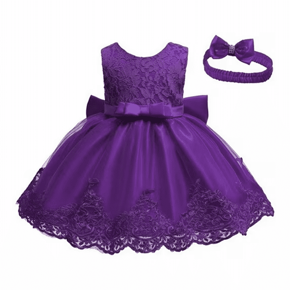 Girls Dress Set + Lace Bow Headband