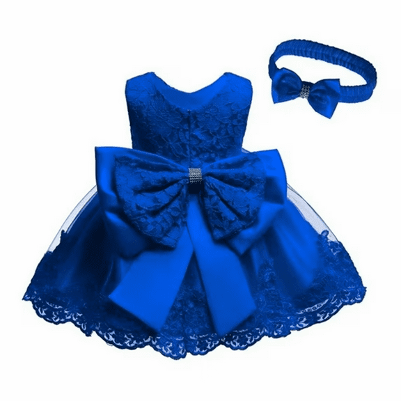 Girls Dress Set + Lace Bow Headband