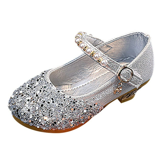 Girls Dress Shoes Adorable Sparkle Mary Jane Flats for Wedding Party