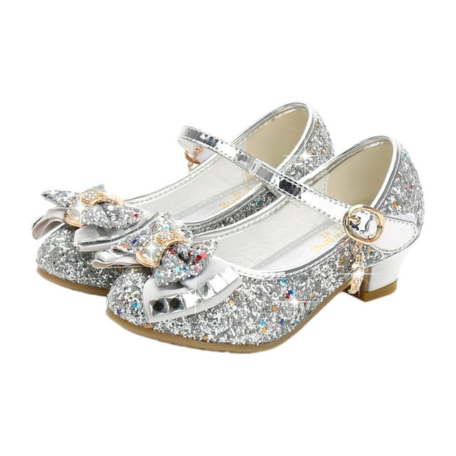 Girls Dress Shoes Crystal Sparkle Mary Jane Flats Princess Heels for ...