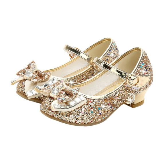 Girls Dress Shoes Crystal Sparkle Mary Jane Flats Princess Heels for Wedding Party(Toddler/Little Kid/Big Kid)