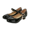 thumbnail image 1 of Girls Dress Shoes Low Heel Mary Jane Shoes Solid Color Princess Wedding Party Flower Girl School Pumps Shoes Black 2.5 Big Kid, 1 of 7