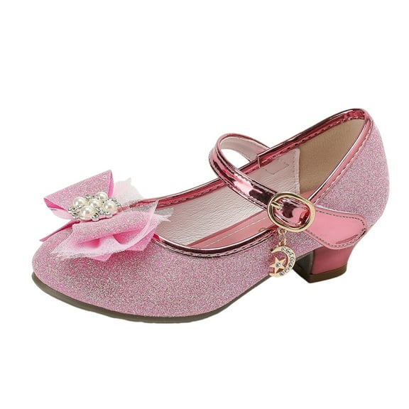 Girls Dress Shoes Low Heel Princess Flats Flower Wedding Party Glitter Shoes for Kids Toddler Toddler Girl Dress Shoes Open Toe Sandals