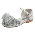 thumbnail image 1 of Girls Dress Shoes Mary Jane Flat Bling Wedding Party Heel Glitter Bow Sequin Princess Sandals for Kid Toddler, 1 of 3