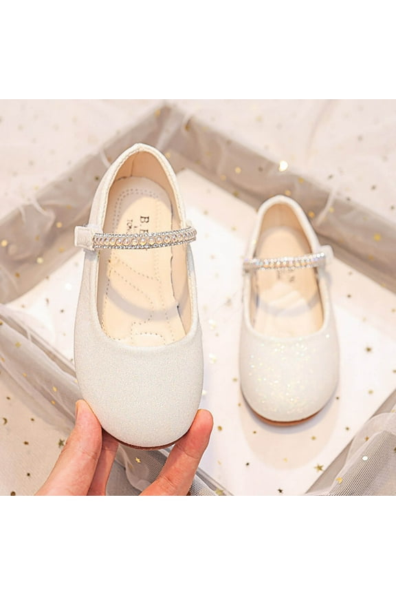 Girls Dress Shoes Toddler White Flower Girl Low Heels Mary Jane Flat for School Uniform Wedding(Little/Big Kid)
