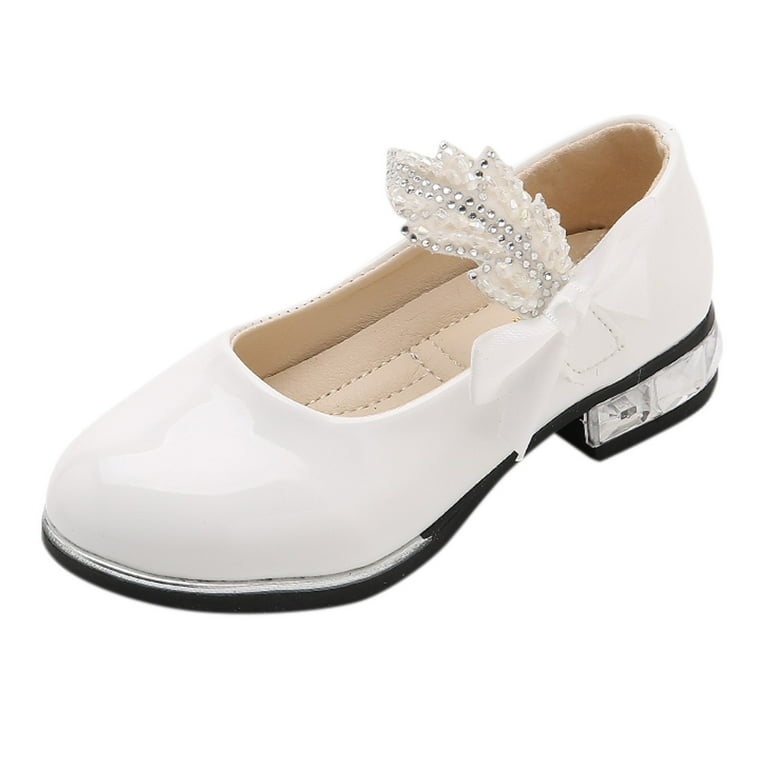 Girls Dress Shoes Wedding Bowknot Shoes Princess Party School Shoes Low Heel Or Wedding Party Shoes Size 9 Years 9.5 Years