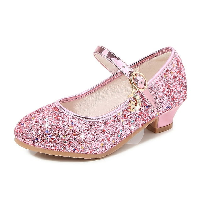 Girls Dress Shoes Wedding Party Heel Mary Jane Princess Flower Shoes ...