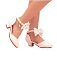 thumbnail image 1 of Girls Dress Shoes for Little Big Kids Crystal Bow Bling Pointy Toe Low Heels Stage Performance Princess Shoes, 1 of 8