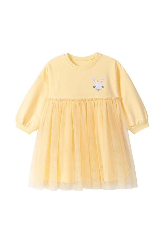 Girls Dress Short Sleeve Sailor Collar Dresses Bow Decoration School Uniform Yellow 2-3 Years