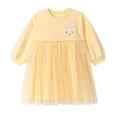 thumbnail image 1 of Girls Dress Short Sleeve Sailor Collar Dresses Bow Decoration School Uniform Yellow 5-6 Years, 1 of 6