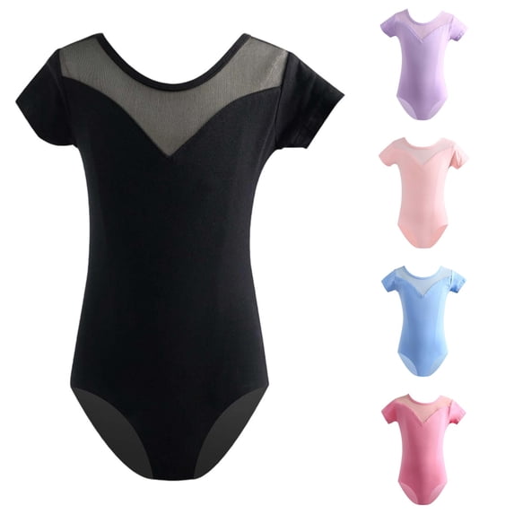 Girls Dress Short Sleeve Tutu Costume Bright Smooth Flowy for Dance Charming Elegant Dress Set