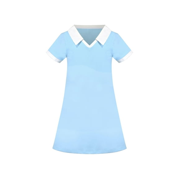 Girls Dress Sky Blue T-Shirt Basic Top Classic Loose Straight Cotton 5 Years