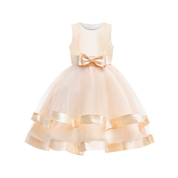Girls Dress Sleeveless Champagne Ball Gown Wedding Party Pageant 12 Years