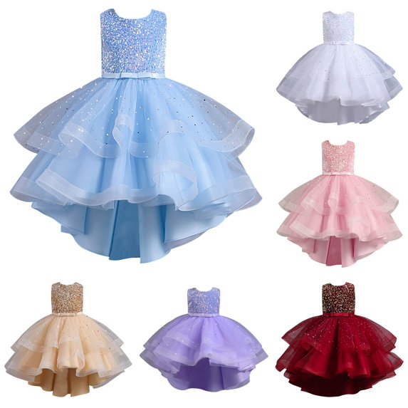 Girls Dress Sleeveless Graceful Lace Elegant Gown Wedding Stylish Lace for Pageant Dress Set