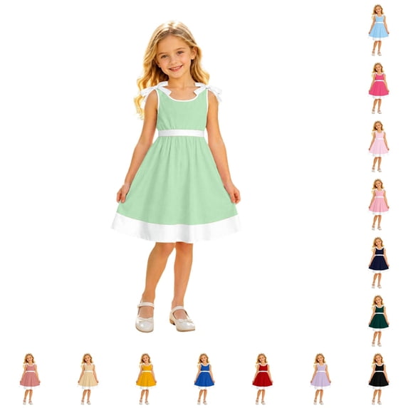 Girls Dress Sleeveless Striped Pattern Tiered Design Warm Delightful Modern for Party Dress Set