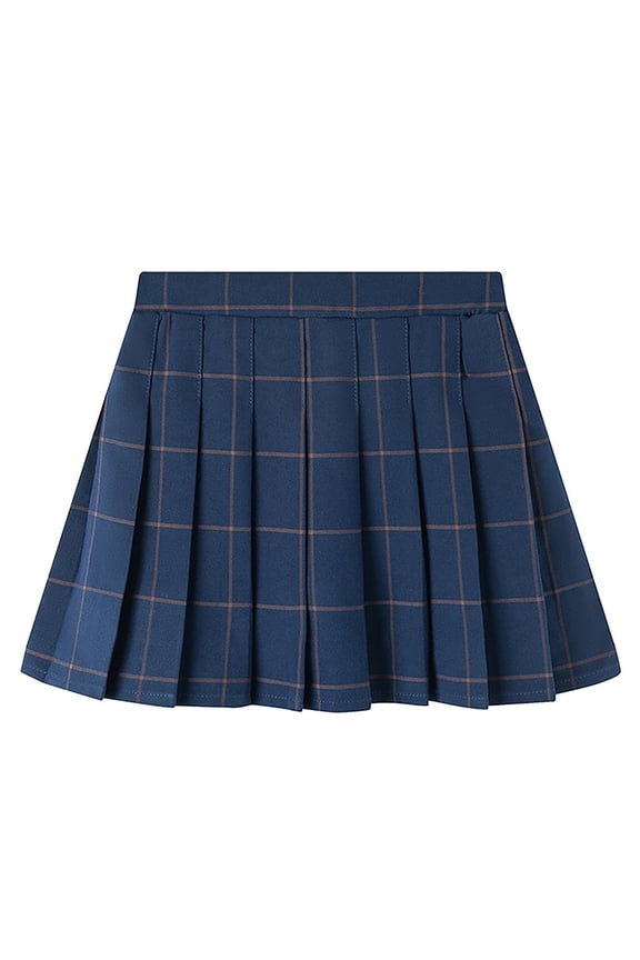 Girls Dress Summer Plaid Pleated Skirt for Kids Girls Casual Preppy Checkered Pleated Skirt for School Daily Wear Girls Skirt Navy 2 Years-3 Years