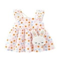 thumbnail image 1 of Girls Dress Summer Toddler Baby Girls Short Sleeve Princess Floral Dress Dress for Girls Orange 2 Years-3 Years, 1 of 3