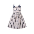 thumbnail image 1 of Girls Dress Suspender Bow Tie Stripe Sundress Summer Cotton Comfy Sleeveless 5 Years, 1 of 6