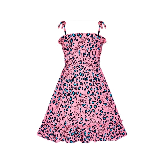 Girls Dress Tank Smocked Dress Cat Leopard 2-3 Years