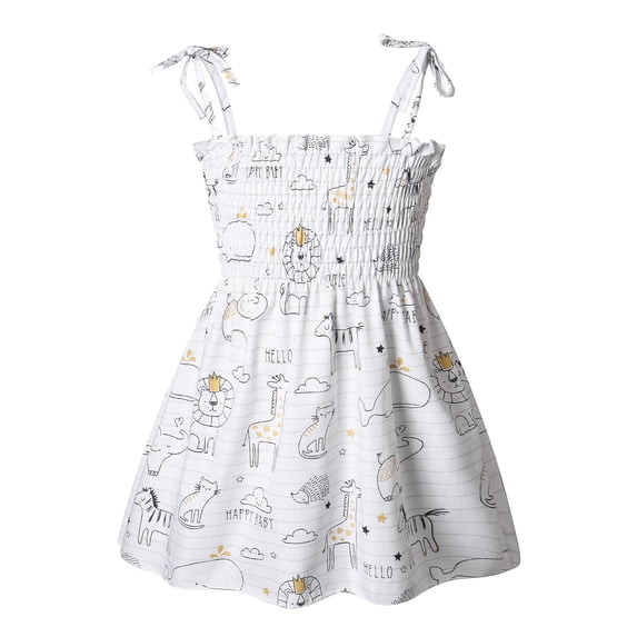 Girls Dress Toddler Kids Baby Girls Fruit Animal Dress Floral Beach Dress Clothes Daily Wear Party Clothes Cute Elegant Girl Outfits White 1 Years-2 Years