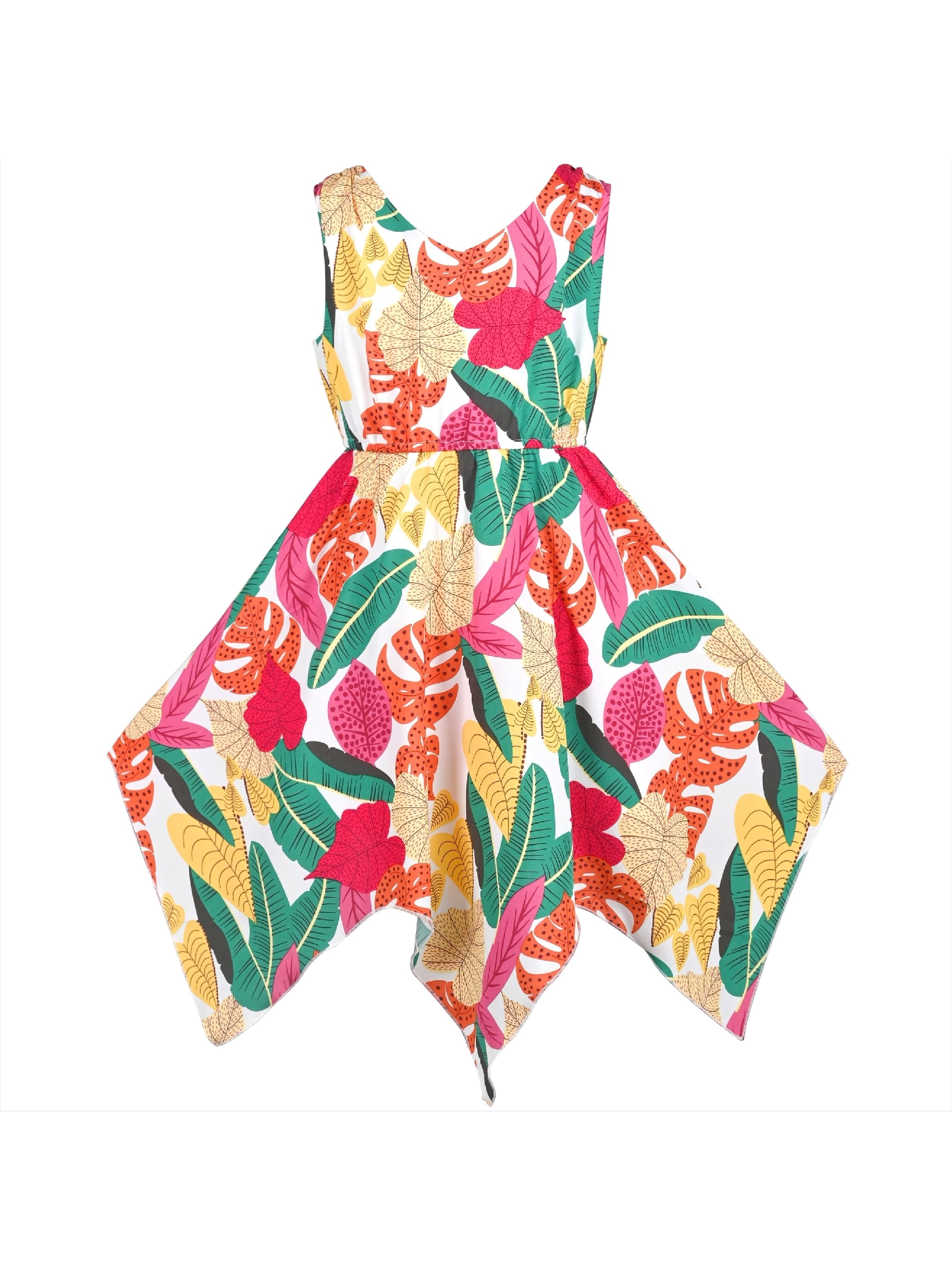 Girls Dress Tropical Floral Sundress Hanky Hem Summer Hawaiian Beach 8  Years - Walmart Business Supplies