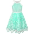 thumbnail image 1 of Girls Dress Turquoise Butterfly Embroidered Halter Dress Party 6, 1 of 7