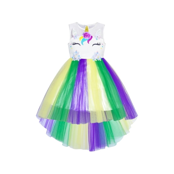 Girls Dress Unicorn Costume Mardi Gras Festival Parade 10 Years