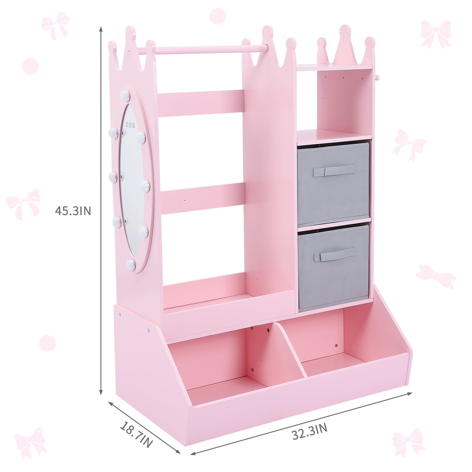 Dress up Storage, Kids Clothing Rack Wardrobe with 2-Tier Storage Shelf (47 retailer