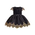 thumbnail image 1 of Girls Dress Velvet Gold Lace Vintage Gauze Skirt Big Bow Flare 6 Years, 1 of 5