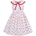 thumbnail image 1 of Sunny Fashion Girls Dress Vintage Velvet Bow Tie Round Collar Cherry Cotton Sleeveless 8 Years, 1 of 5