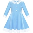 thumbnail image 1 of Sunny Fashion Girls Dress White Collar Velvet Long Sleeve Blue Swing Dress 4 Years, 1 of 5