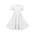 thumbnail image 1 of Sunny Fashion Girls Dress White Solid A-line Retro Puff Sleeve Casual Spring Summer 6 Years, 1 of 6