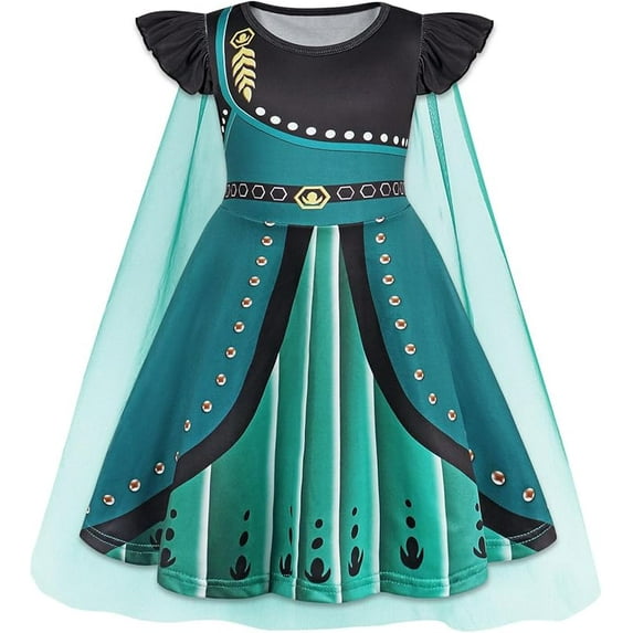 Girls Dress With Cape Princess Christmas Birthday Party Cosplay Costume Toddler Ruffle Sleeve Fancy Outfit Gift