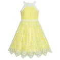 thumbnail image 1 of Girls Dress Yellow Butterfly Embroidered Halter Dress 12 Years, 1 of 7