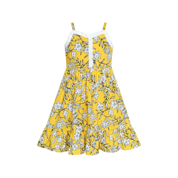Girls Dress Yellow Flower Tank Sundress Party 4 Years