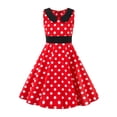 thumbnail image 1 of Girls Dress with Collar Sleeveless Waist Design for Daily Wear Party Performance DOT Peter Pan Collar Sleeveless Mid Calf Red1 5 Years-6 Years, 1 of 4