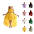 thumbnail image 1 of Girls Dress with Train, Tiered Mesh Gown for Pageant, Recital, Performance, Formal Party & Special Occasions, 1 of 5