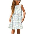 thumbnail image 1 of Girls' Dresses 11-12 Fashion Cute Spring And Summer Printed Round Neck Sleeveless Casual A Line Light Blue Sundress, 1 of 5