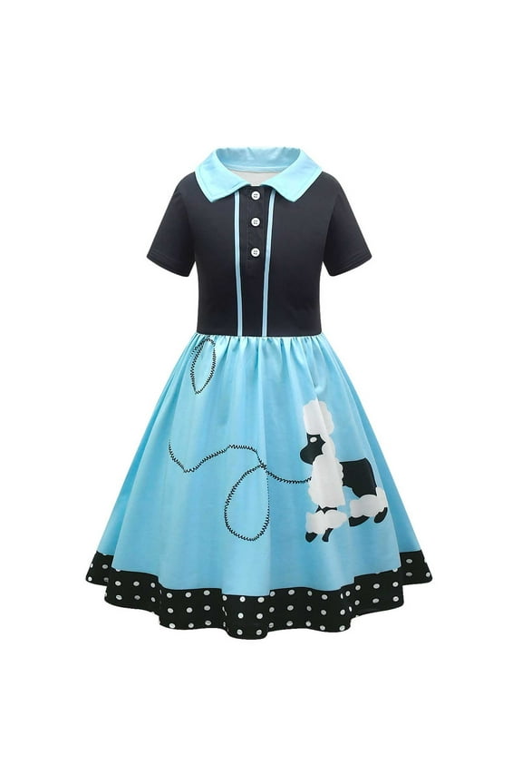 Girls' Dresses 1950S Poodle 50S Sock Hop Kids Clothes