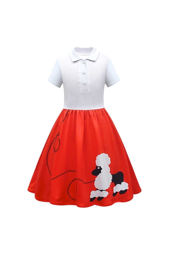Girls Dresses 1950S Poodle 50S Sock Hop Kids Clothing