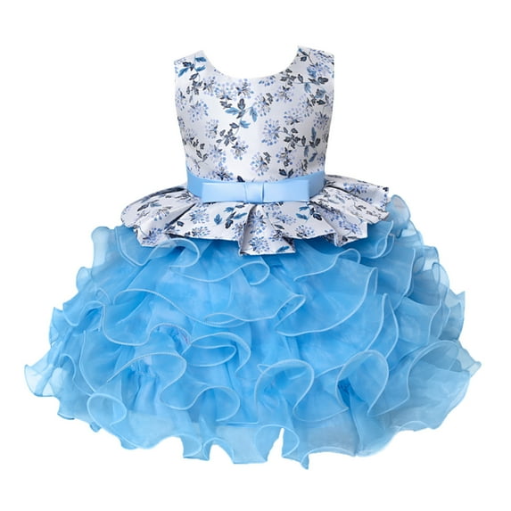 Girls Dresses 3-4 Years A-Line Kids Baby Floral Lace Ball Gown Party Fit & Flare Adorable Daily Colorful Lightweight Delicate Sky Blue Beach Dress