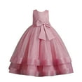 thumbnail image 1 of Girls' Dresses 4-5 Years A-Line Sequin Big Bow Floral Kids Fit & Flare Adorable Daily Colorful Lightweight Delicate Hot Pink Beach Dress, 1 of 5