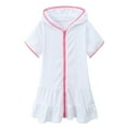 thumbnail image 1 of Girls Dresses 4-5 Years Little Swim Cover Up Kids Swimsuit Zip Up Bathing Suit Hooded Bathrobe Absorbent Terry Fit & Flare White Sundress, 1 of 7