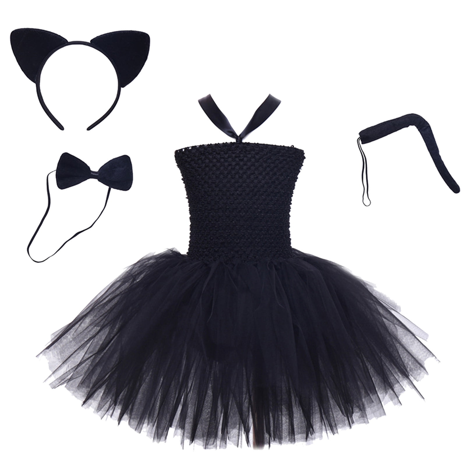 Girls Dresses 4 Piece Roleplay Fancy Party Mesh Tulle Dresses Size 6