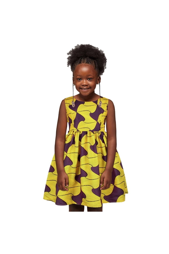Girls Dresses African Dashiki Traditional Style Sleeveless Ankara Kids Clothes