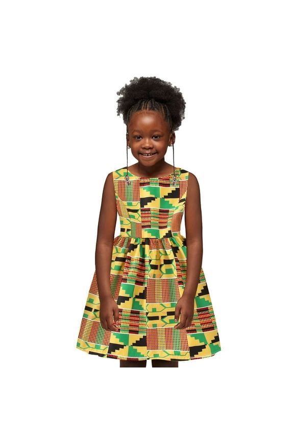 Girls Dresses African Dashiki Traditional Style Sleeveless Ankara Kids Clothes