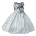 thumbnail image 1 of Girls Dresses Baby Kids Easter Summer Trendy Ball Gown Draped Pleat Lace Sequined 3D Flower Solid Knee Length Crew Neck Sleeveless Spring Dress, 1 of 4