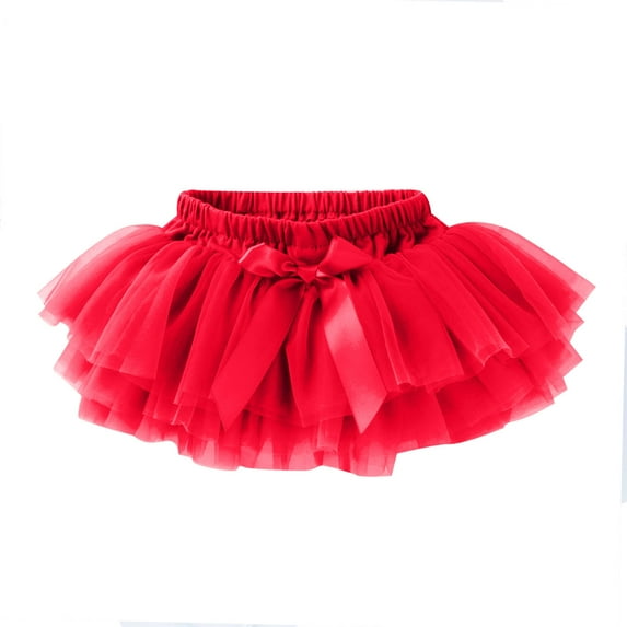 Girls Dresses Baby Soft Fluffy Tutu Skirt Shorts Solid Bowknot Patchwork Party Carnival Mesh Tutu Skirt Red Elegant Kids Outfits 12 Months-24 Months