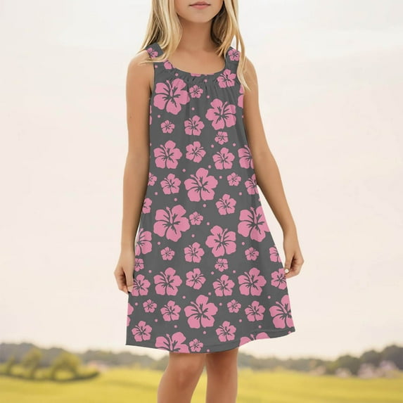 Girls' Dresses Beach Swim Cover Up Summer Sleeveless Tank Kids Clothes