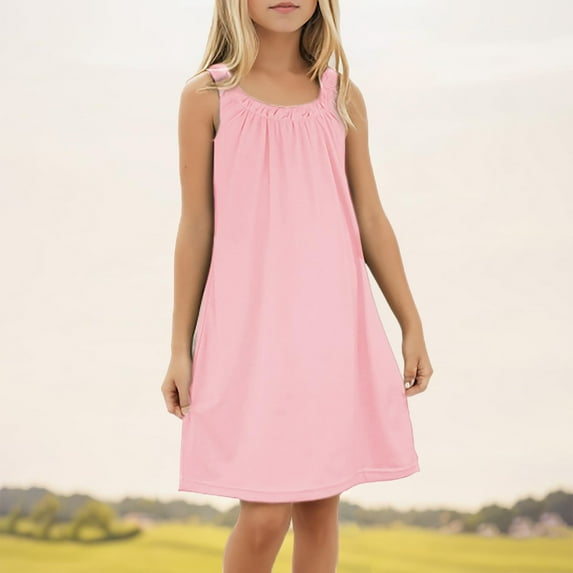 Girls' Dresses Beach Swim Cover Up Summer Sleeveless Tank Kids Clothing